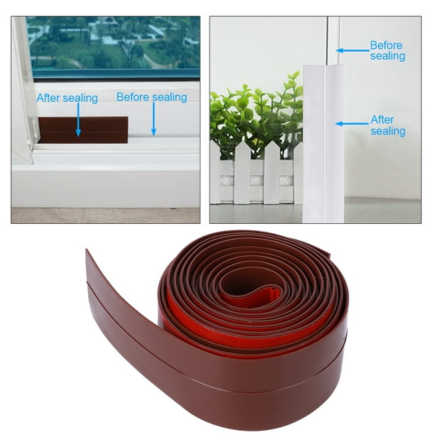 Omabeta 5m Glass Door Window Dust-Proof Waterproof Self-Adhesive Sealing Strip Sticker Dark Brown for Doors and Windows Gaps of Anti-Collision 